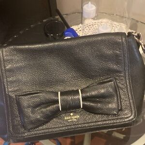 Kate Spade Black Pebbled Leather Crossbody with Bow